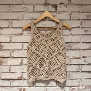 Women's Tan Crochet Sleeveless Top size medium